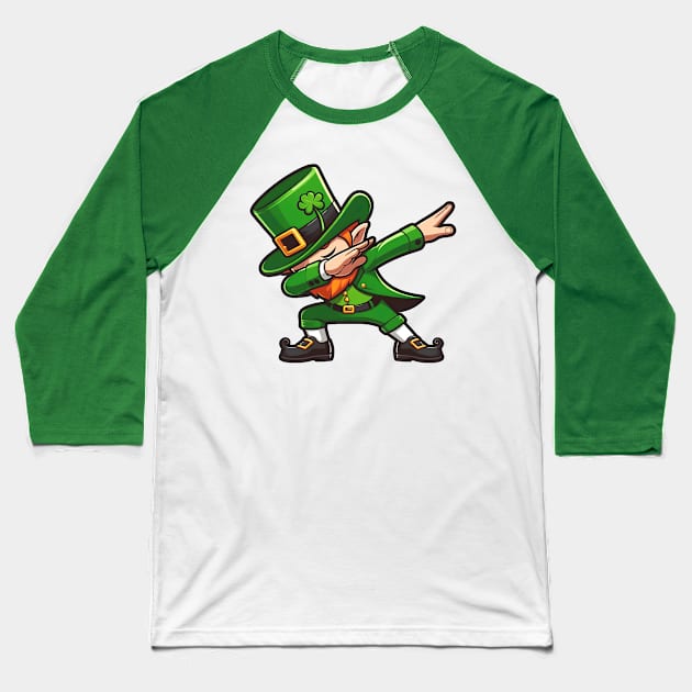 Dabbing Leprechaun Baseball T-Shirt by Etopix